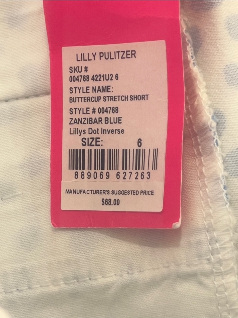 Lilly Pulitzer Buttercup Stretch Shorts Zanzibar Blue Dot Size 6 NWT - Picture 10 of 15